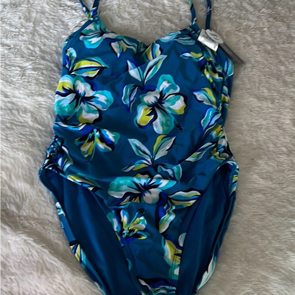 La Blanca flower print swimsuit.
